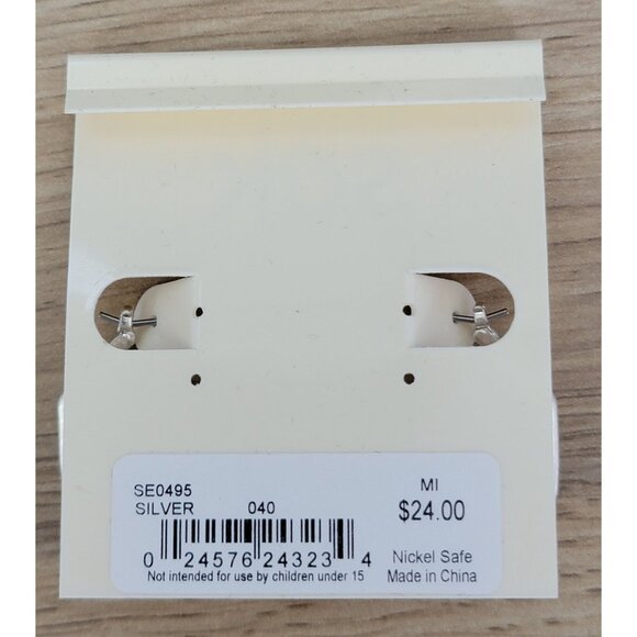 The Sak Silver Hexagon Hoop Earrings Modern Geometric Style NWT - Picture 3 of 3